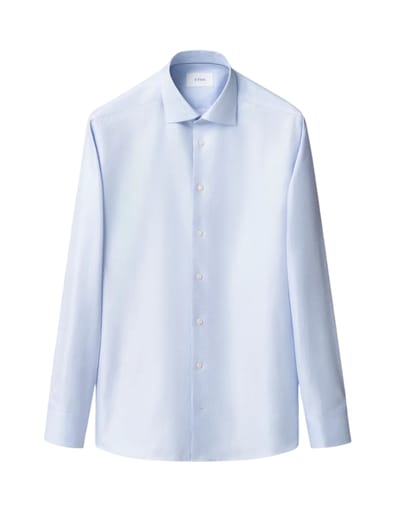 Eton Herringbone Signature Twill Lange Mouw Overhemden Lichtblauw 100015800