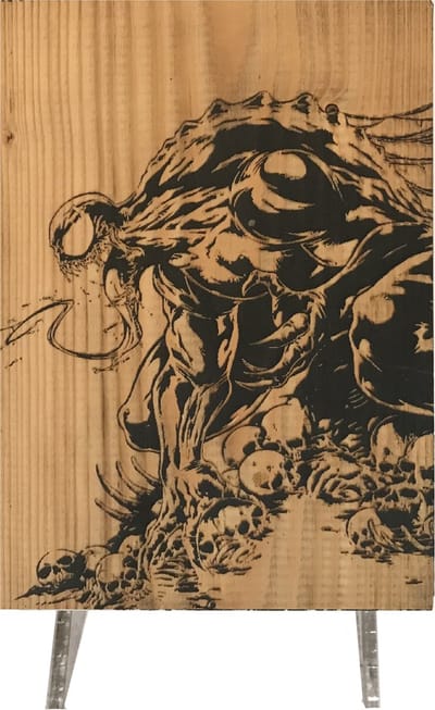 CharredArt - Houten Bord Venom | Hout kunst - Marvel - Huis decoratie woonkamer - Wanddecoratie accessoires - Kamer interieur decoraties