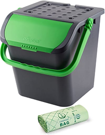 Malpie afvalbak + rol Compostbags - afvalemmer - groen - afvalscheiden GFT - sorteer afvalbak - sorteer bak
