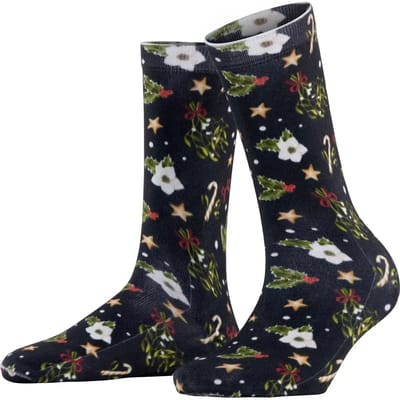 Burlington Fancy Christmas gedessineerd katoen sokken dames blauw - maat 36-41