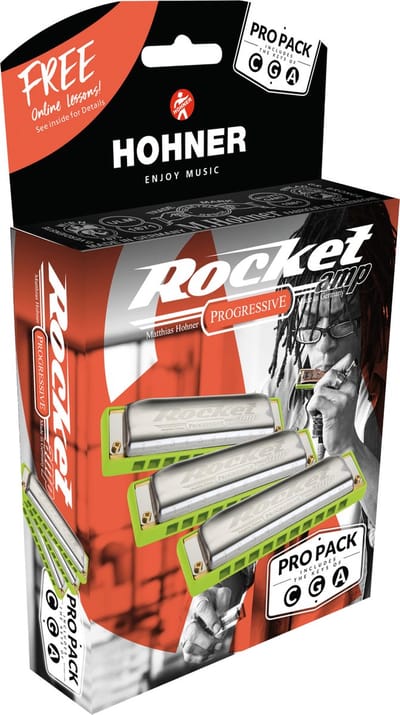Hohner Rocket-amp C/G/A Pro Pack mondharmonica set van 3