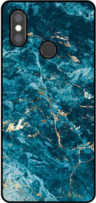 Smartphonica Telefoonhoesje Geschikt voor Xiaomi Mi 8 met marmer opdruk - TPU backcover case blue marble design - Blauw geschikt voor Xiaomi Mi 8