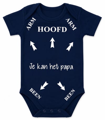 Baby tekst rompertje papa jongen Hoofd Arm Been pijlen je kan het papa | korte mouw |  blauw met wit | maat 62-68 | liefste pap je kan het / cadeautje verjaardag / vaderdag aanstande zwangerschap aankondiging bekendmaking