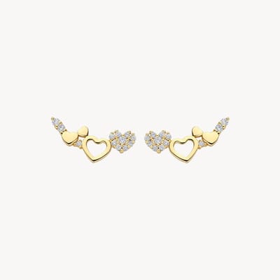 Blush Gouden oorknoppen 7376YZI | oorsieraden met pavé-zetting en zirkonia | helder steenkleur, poussettes sluiting, 14k geel goud