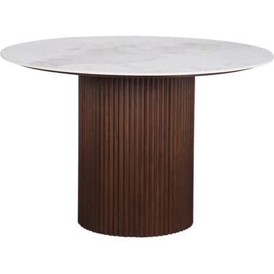 Urban Chique Ronde Tafel Keramisch Marmer / Walnootfineer