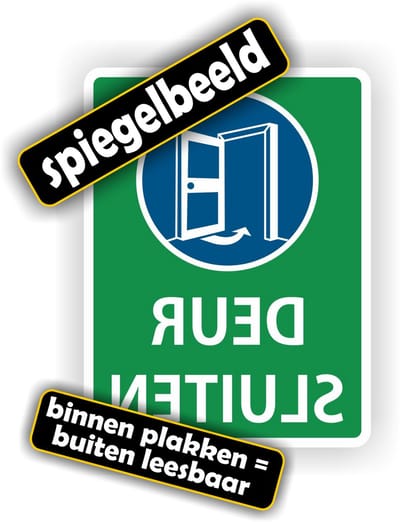 Jerma - Spiegelbeeld Raamsticker - Deur Sluiten - 15x20 cm - Energiebesparend - Vinyl - zelfklevend