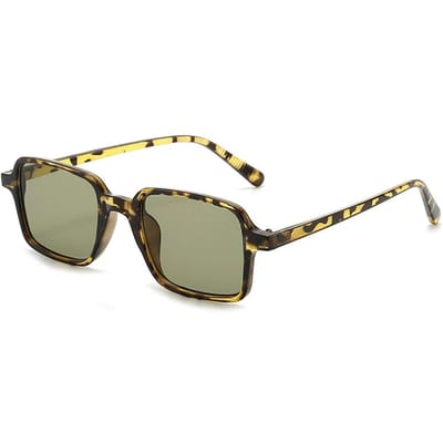Zomer Retro Rechthoekig Frame Zonnebril UV400 Vintage Mode Klassiek Luipaard Gele Lens Reizen Buitenzonwering Bril