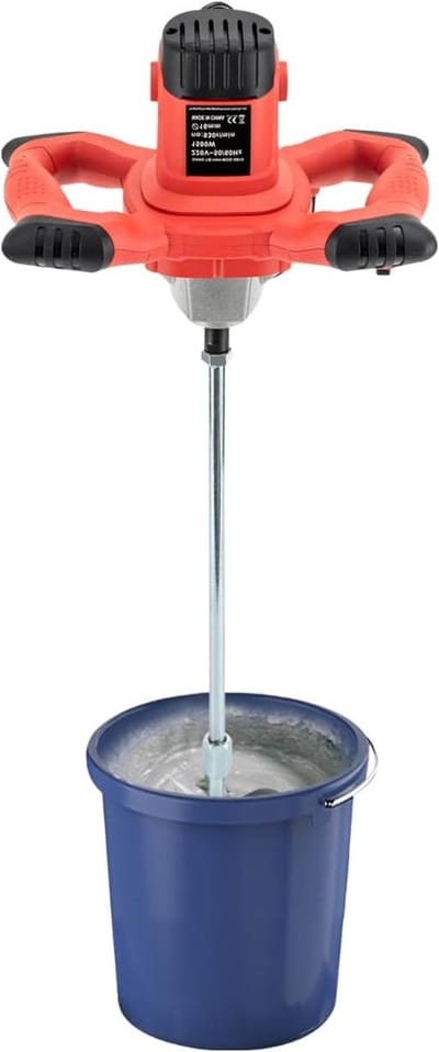 Krachtige Roermachine - Mortelmixer Betonmixer - Gips Cement Mengen - 6 Snelheden Instelbaar - 1500 Watt Vermogen - Rood