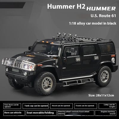 Grand 1:18 Hummer H2 Alliage Voiture Tout-Terrain Modèle Métal Moulé Son Lumière Tire-Arrière Jouet Collection Présentation Ornement Jouet Enfant Cadeau
