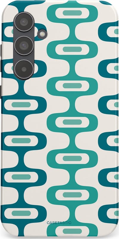 Casetastic hoesje geschikt voor Samsung Galaxy A55 - Dubbellaagse bescherming - Vormen vibe - Fashion Case - Wit Petrol Lichtgrijs Mintgroen