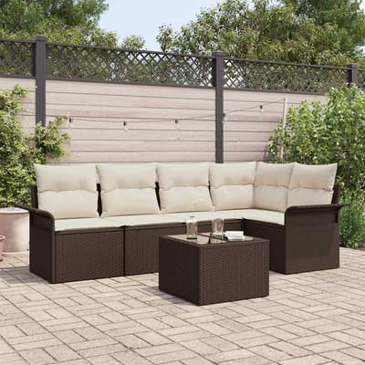 vidaXL - Tuinbank - Set - 6 - st - poly - rattan