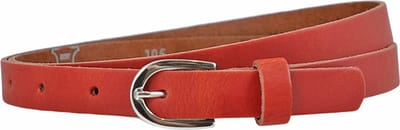 Landley Smalle Dames Riem Leer Rood - 2 cm - Leren Broekriem Smal - Vrouwen Tailleriem - Lengte totaal 100 cm / Riemmaat 85