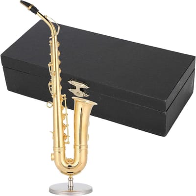 Miniatuur Saxofoon Model - Muziekinstrument Decoratie - Poppenhuis Accessoire - 19 cm - Cadeau Idee
