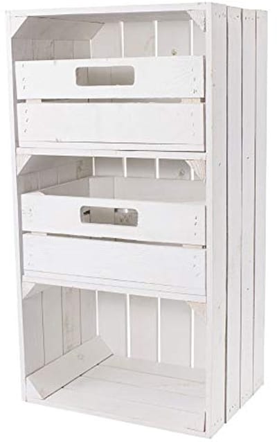 4-delig pakket kisten met lade en zonder lade - vintage houten kisten in shabby chic stijl
