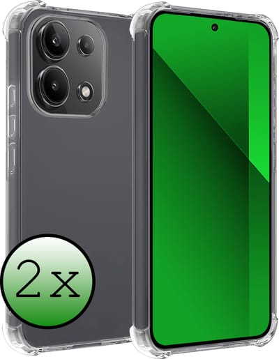 Hoesje 2 Stuks - Geschikt voor Xiaomi Redmi Note 13 4G - Sterk & Shockproof - Siliconen Case - Back Cover - Telefoon Hoes Shock Proof - Transparant