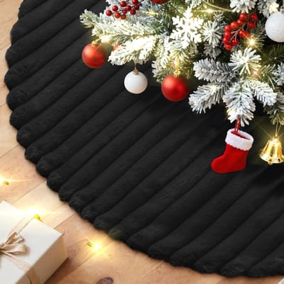 Kerstboomrok van nepbont 60 cm, luxe kerstdecoratie voor kleine kunstbomen, winterse feestmat voor binnen en buitengebruik