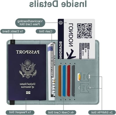SnelShoppen - Passport Cover PU Leather RFID Blocking Passport Holder Waterdicht Sky Blue Voor Mannen en Vrouwen Reisdocumenten Bescherming