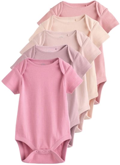 Next - Meisjes - 5 Babyrompertjes met korte mouwen - Roze