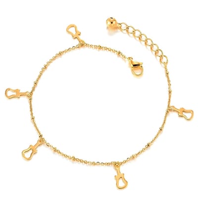 Allecto - Roestvrij staal gouden kleur enkelband armband - Gitaren charmes - Verstelbare lengte - Jingle Bell - Dames sieraden - Sieraden doos