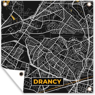 Tuin poster Plattegrond – Drancy - Stadskaart – Frankrijk - Kaart - 200x200 cm - Tuindoek