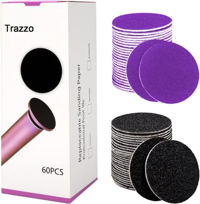 Reserve Schuurschijven - Pads Voetvijl - Voetverzorging Thuis - Dubbele Korreling - 60 Stuks - Zwart Paars