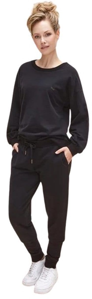 Stijlvolle Dames Huispak / Tracksuit / Joggingspak | 2-Delig Home Wear / Trainingspak | Sport Kleding | Zwart - L