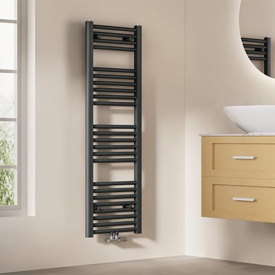 EMKE Handdoekradiator - 120x40 cm - 427 W - Mat Antraciet - CV Badkamer Radiator - Midden/ Zij- Aansluiting
