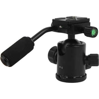 Tête de trépied avec poignée en métal Rotule panoramique rotative à 360 degrés Monture à vis 14in pour black