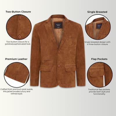 Heren Tan Slim Goat Suede Italiaanse Blazer Jas-Somero