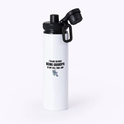 Hacebo® - im not retired being grandpa is my full time job waterfles met draaidop zwart - Opa - opa cadeau - cadeau - pension - kantoorhumor - water fles - 850ML