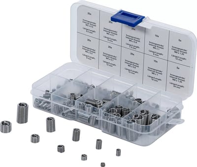 BGS Assortiment inzetstukken voor schroefdraadreparatie - roestvrij staal - 150 delig