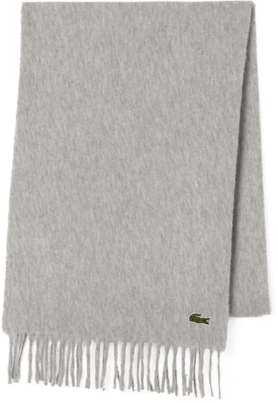 Lacoste sjaal wol met kasjmier - unisex gewoven sjaal - grijs melange