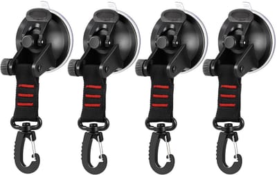 TOVBMUP 4-pack - Zuignap - Supersterke zuigkracht - 360° rotatie - D-ring - Zuignap - Campingaccessoire - Geschikt voor campers