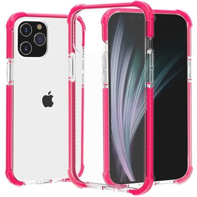 ShieldCase Bumper shock case geschikt voor Apple iPhone 14 Pro hoesje - Doorzichtig hoesje met gekleurde randen - Schokbestendig - Transparant / roze
