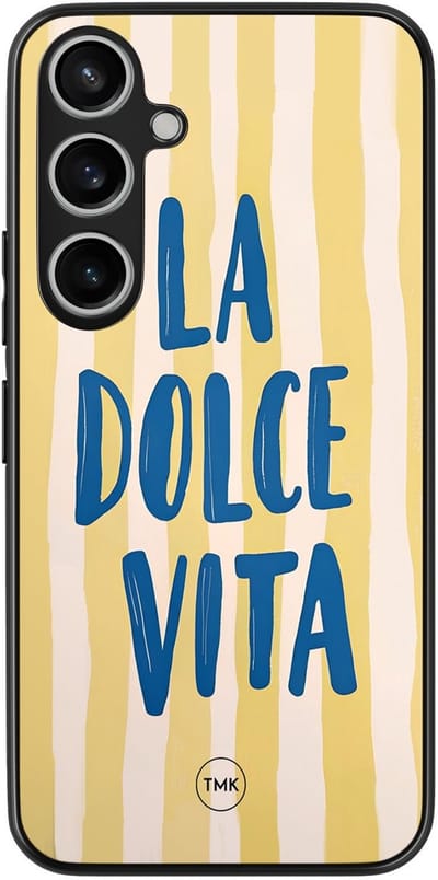 Hoesje geschikt voor Samsung Galaxy A15 - La dolce vita - Geel - TPU case - Tekst - Hardcase zwart telefoonhoesje