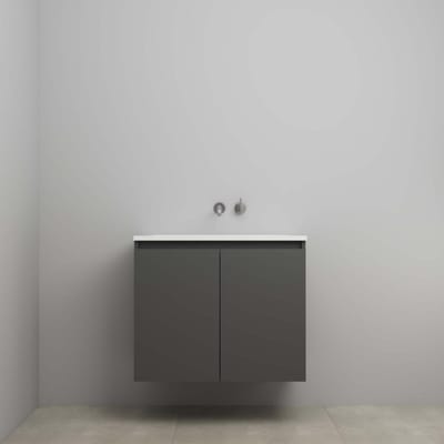 On-Line Onderkast - 80 cm - Bouwpakket - Greeploos 2 Deuren - Acryl Wastafel - zonder Kraangat - Mat Antraciet
