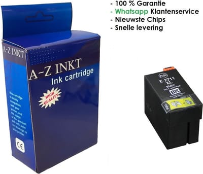 AtotZinkt Compatible inkt cartridge voor Epson 27XL BK | 1 x Zwarte inktcartridge voor Epson Workforce WF-3620WF, WF-3620DWF, WF-3640DTWF, WF-7110DTW, WF-7210DTW, WF-7610DWF, WF-7615DWF, WF-7620DTWF, WF-7710DWF, WF-7715DWF, WF-7720DTWF