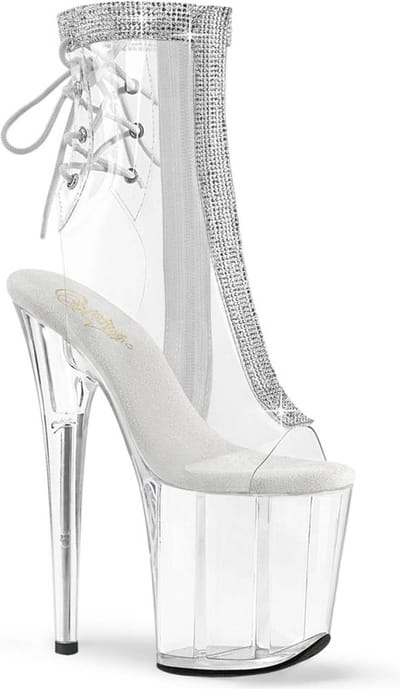 Pleaser - FLAMINGO-1018C-2RS Plateau Laarzen, Paaldans schoenen - US 7 - 37 Shoes - Transparant