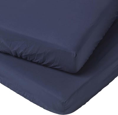 Homescapes Baby Hoeslaken Peuter/Juniorbed 70x140 cm – 2 stuks – Marineblauw – Egyptisch Katoen – OEKO-TEX®