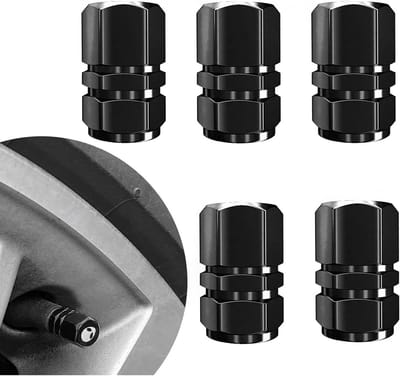 Set van 5 Ventieldoppen Stofdoppen voor Auto's, Fietsen, Trucks en Motoren - Zwart Aluminium Alloy Ventieldoppen
