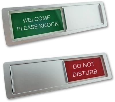 CombiCraft schuifbordje met "Welcome please knock-Do not disturb" in zilver 178 x 50 mm - per 1 stuk