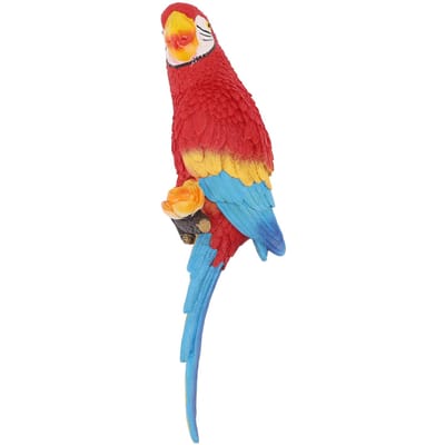 Papegaai Muurdecoratie Hars Levensgrote Hangende Papegaai Beeld Vogelsculptuur voor Buiten Tuin Patio Erf rood