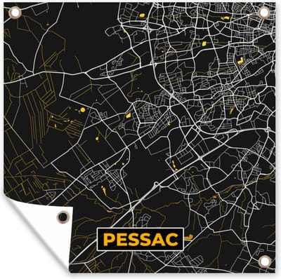 Tuin poster Stadskaart - Frankrijk - Pessac - Frankrijk - Kaart - 200x200 cm - Plattegrond - Tuindoek