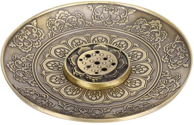 Dailygoods- Wierookbrander Elegant Ontwerp - Wierookhouder - Wierookstokjes - Zinklegering - Retro Drakenlandpatroon - Diameter 9,7 cm
