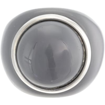 Behave - Ring - Grijze kunststof ring met zilverkleurige omlijsting - Tijdloos, Minimalistisch, Fashion Statement - Nikkelvrij