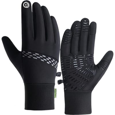 1 Paar Thermische Fietshandschoenen Waterdicht Winddicht Winter Touchscreen Antislip Siliconen Grip Fleece gevoerd Warme Handschoenen voor Skiën M