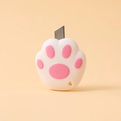 Mini Praktische Utility Messen Kawaii Bloemen Papiersnijder Intrekbaar Enveloppenopener Draagbaar Zakmes Kantoorbenodigdheden white