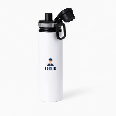 Hacebo® - I did it! waterfles met draaidop grijs - Geslaagd - iemand die is geslaagd - gelukt - gefeliciteerd - examen - school - diploma gehaald - cadeau - kado - geschenk - gift - water fles - 850ML