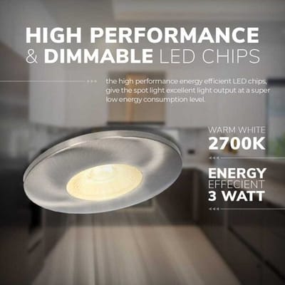 HOFTRONIC Pavo LED Inbouwspot Plat - 3W 300lm - 2700K - RVS