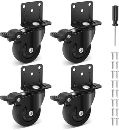Dailygoods- Zwenkwielen 50 mm - Zwenkwielen met rem - Meubelwielen - Wielen voor zware meubels - Zwenkwielen set van 4 - Belastbaar tot 270 kg